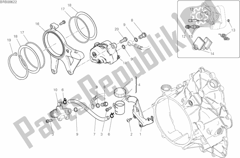 Tutte le parti per il Sistema Frenante Posteriore del Ducati Superbike Panigale V4 S Corse 1100 2019